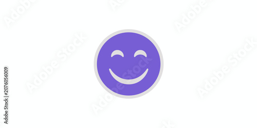 Purple Smiling Emoji on White Background
