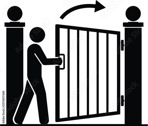 Opening Gate Illustration, Property Access and Entrance Concept