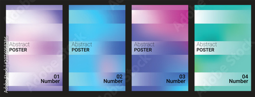 Set of four modern vertical abstract blurred gradient posters with soft pastel color transitions