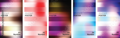 Set of four abstract blurred gradient posters featuring warm and cool color blends, gradient