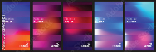 Collection of four intense abstract blurred gradient posters with deep color schemes, gradient