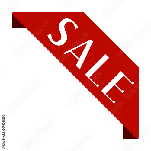 Red Corner Ribbon with SALE Text, Diagonal Promotional Banner Vector Illustration