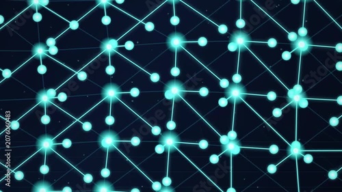 Abstract Network Connections Glowing Blue Nodes and Lines Pulsating Animation