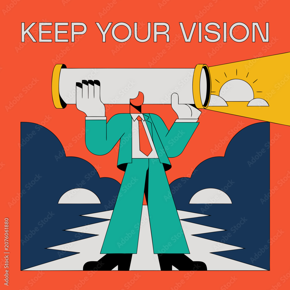 Obraz premium Inspirational Flat Vector Poster Illustration of Vision Planning Personal Growth and Success