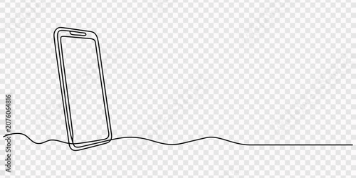 Tableau sur toile Smartphone continuous line illustration conveying soft flow minimal modern icon, Illustration of a modern smartphone, made in one continuous line
