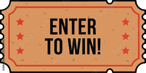 Canvastavla Vintage raffle ticket sign with Enter to Win message in orange retro style
