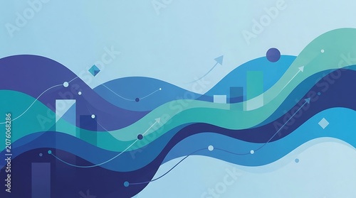 Abstract blue wave background with dynamic geometric shapes and lines