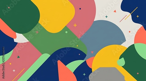 Abstract Background with Colorful Organic Fluid Shapes and Minimalist Design