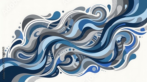Abstract Monochrome Wave Pattern Background with Flowing Organic Lines