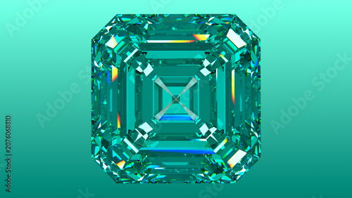 Square Turquoise Gemstone Transparent Background, Brilliant turquoise square-cut gemstone, Isolated on transparent. Perfect for luxury branding, jewelry mockups, and elegant designs.