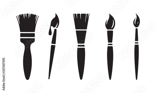 Obraz na płótnie Professional artist and decorator brush icons set for creative painting and home repair work tools