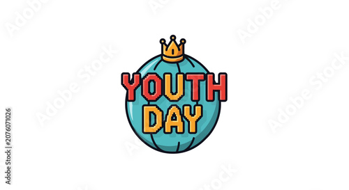 Youth Day Globe Icon Symbol.