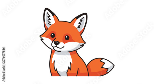 Cartoon Fox Sitting Smiling Happy.