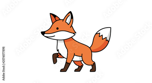 Cartoon Fox Walking Sideways Slowly.