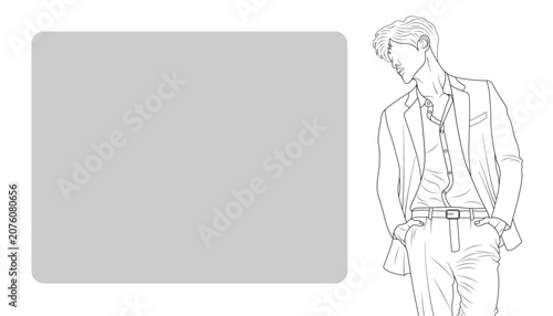 outline design of a male model