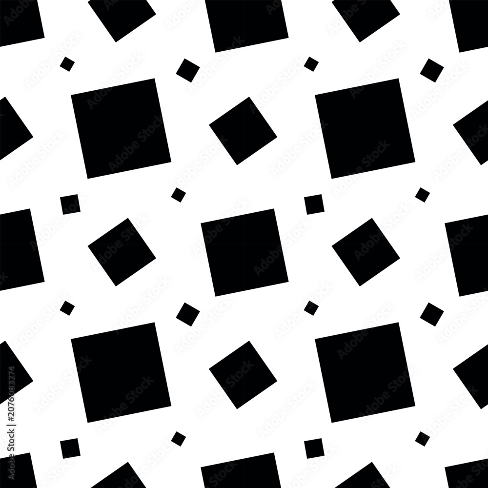 Fototapeta premium Seamless monochrome pattern with squares on a white background. Textile, fabric
