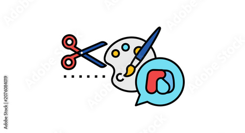 Colorful creative art design tools icon.