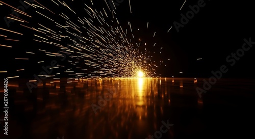Light trails, glowing road, nighttime traffic, streaks of light, urban motion