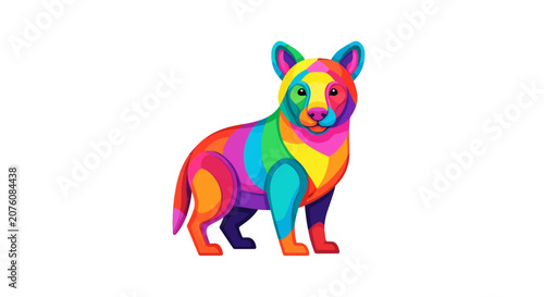 Colorful Dog Standing Upright Looking.