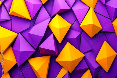 A bunch of orange and purple triangles on a purple background