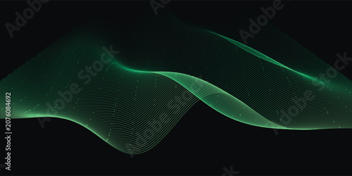Tableau sur toile Dynamic abstract green wave pattern a glowing digital ribbon ideal for modern te