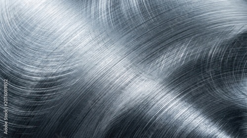 A close-up shot of a spinning vinyl record, creating a dynamic pattern of concentric circles. The surface of the record is highly polished, reflecting light and producing a metallic sheen.