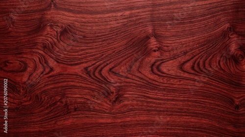 A close-up shot of a dark red wood surface with prominent, swirling grain patterns. The wood has a rich, deep color and a textured appearance.