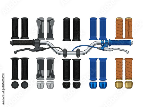 Cuadro en lienzo A collection of various bicycle handlebar grips and parts on display