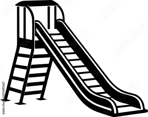 Hand-drawn playground slide with stairs vector illustration
