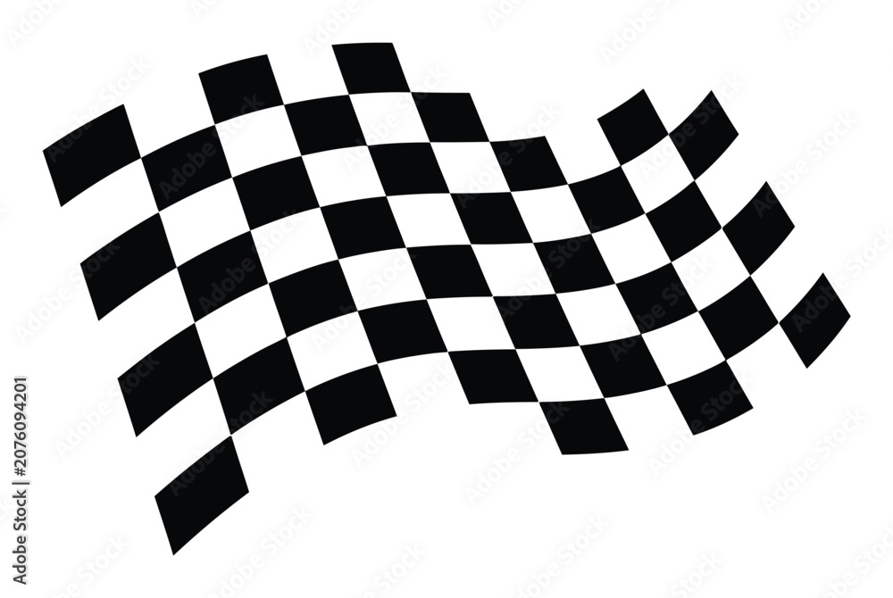 Obraz premium A waving black and white checkered racing flag symbolizing victory and speed in motorsports