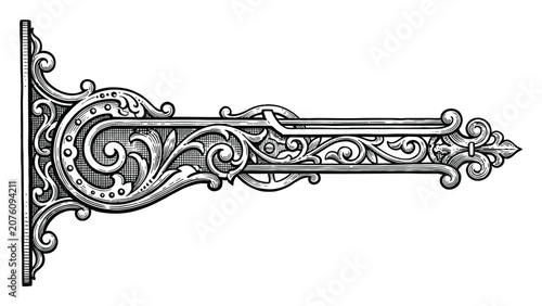 Canvastavla An ornate vintage architectural bracket featuring intricate victorian style scro