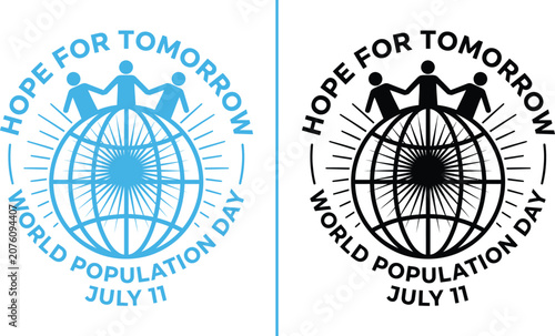 Hope for tomorrow world population day july 11 logo design