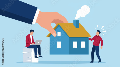 Fotografija Real Estate Property Concept with Giant Hand Giving or Taking Home