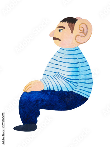 adult man ear active listening attention concentrate sound hear empathy expression communication conversation art design illustration watercolor painting cartoon mind health heal mental understanding