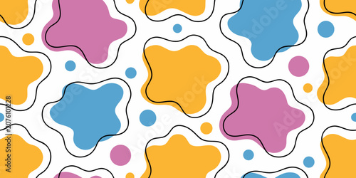 Foto Abstract blob pattern with colorful shapes and white background