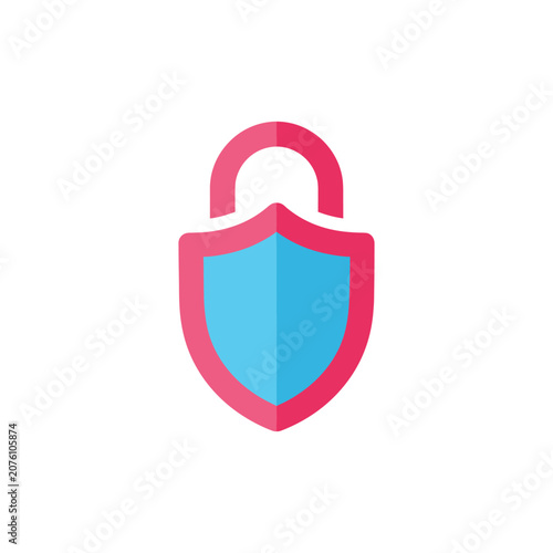 Shielded padlock icon representing digital security and data protection on a white background