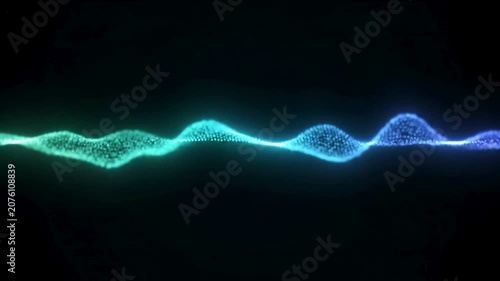 Glowing cyan blue digital Abstract digital particle wave for science and tech designs, suited for backgrounds, presentations, ads, and digital artworks. Perfect for futuristic concepts.