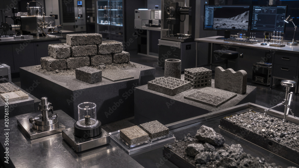 Fototapeta premium Research lab displays samples of various materials for testing and analysis in a modern facility with advanced equipment and technology