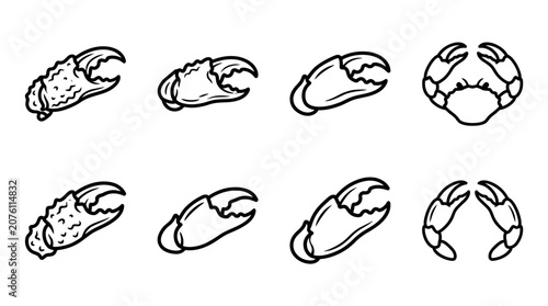 Photos Crab claws in various positions drawing.