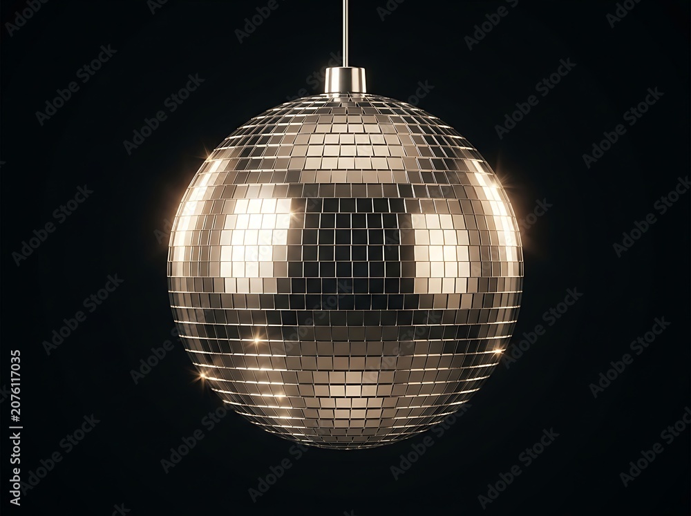 Fototapeta premium Shiny disco ball reflecting light isolated on black background