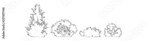 Landscape Bush Outline Icons Vector Set Garden Shrub Collection
