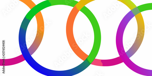 Interlocking Rings With Gradient Loops On White Background