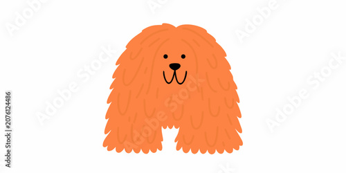 Orange dog illustration with simple features and a white background