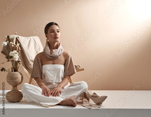 Woman sitting in meditation posture indoors.