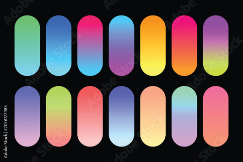 Vibrant colorful modern smooth gradient palette collection set for UI UX design