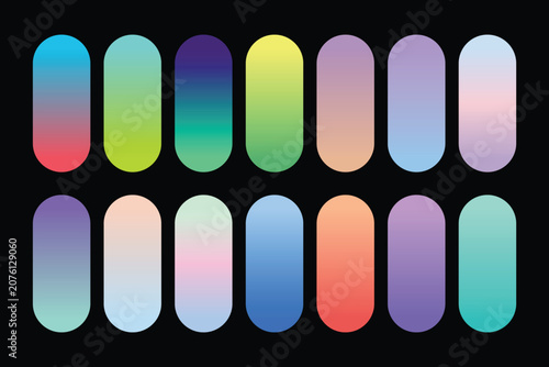 Vibrant colorful modern smooth gradient palette collection set for UI UX design