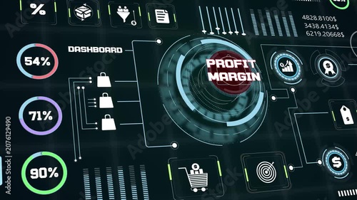 Financial forecasting background illustrating ecommerce profit margin details using modern technical interface display elements