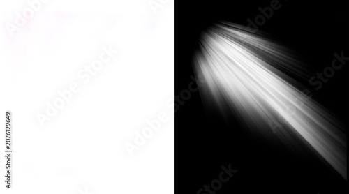 Canvastavla Cinematic sun rays and light beams on black background, ethereal white glow effe