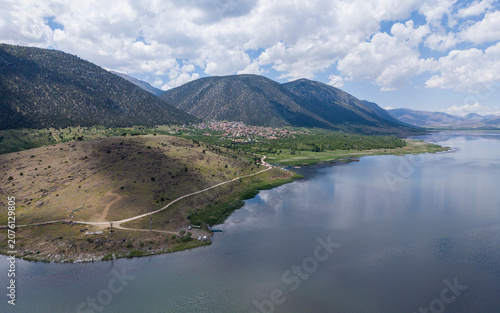 Aerial View of Mada Island on Beysehir Lake Surrounded by Turquoise Waters in Turkey