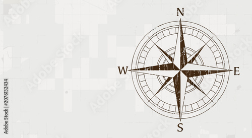 Foto Vintage Nautical Compass Rose Illustration Vector Design Featuring Grunge Textur